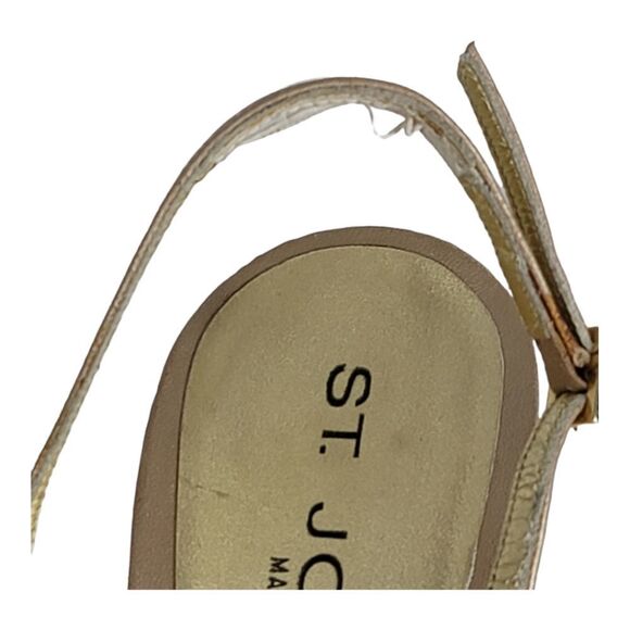 St John Gold /Champagne Metallic Open Toe and Open Heel Strappy Shoes Size 8 - Picture 11 of 11
